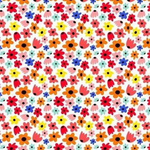 Rainbow Flowers with Black on White Background - 2.5x2.5