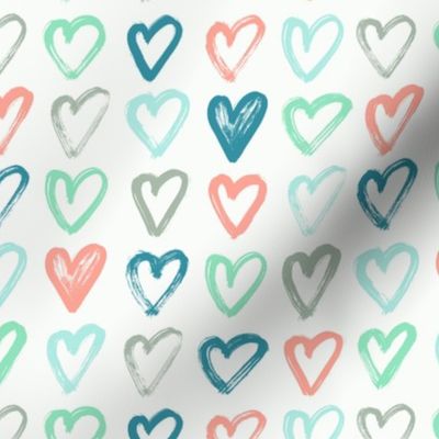 Hand drawn colorful  hearts