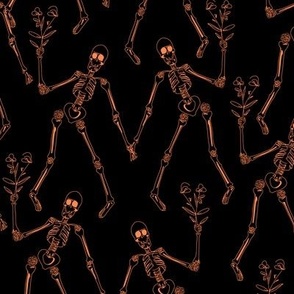 Dancing Skulls - black & orange