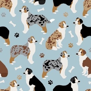 Australian Shepherd Paws and Bones Blue