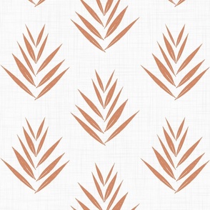 leaves - terracotta leaves on white - botanical fabric