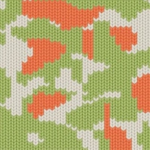 Large Knit Camouflage Green & Orange
