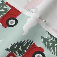 Tree Farm Trucks - Red on Blue - Large Scale