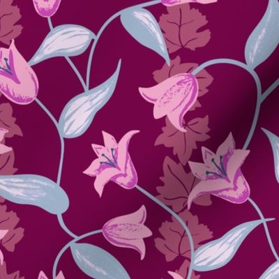 Retro Pink Tulips and Ivy Small