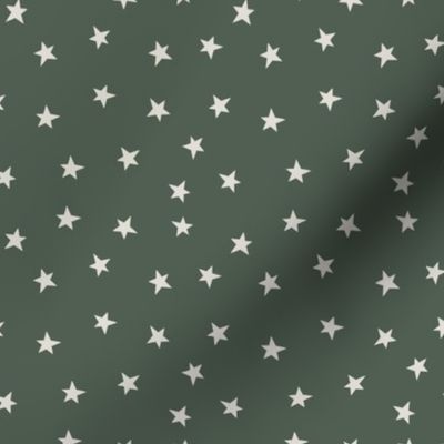 Twinkle stars_Cream on Forest Green_SMALL_4 X 4