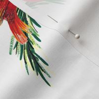  8" Panel - Christmas Cardinal Left Maximalist Floral // Winter Holiday Birds, Poinsettia Flowers, Pinecones, Mistletoe, Berries, Eucalyptus Leaves, Pine, Evergreen Botanical Design // © ZirkusDesign