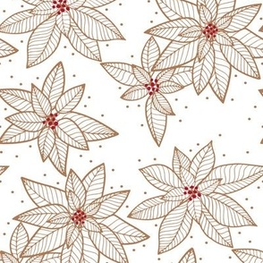 White Christmas poinsettias - large scale floral - white and cocoa