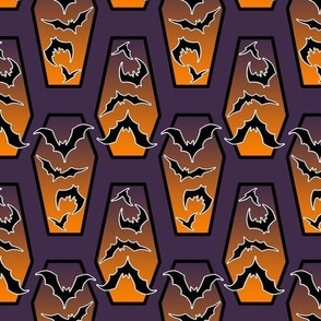 bats in coffins (purple and orange)