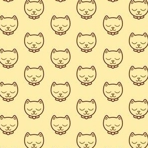 Cat Faces on Yellow