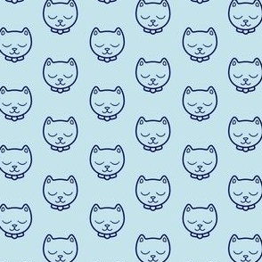 Cat Faces on Blue