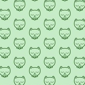 Cat Faces on Green