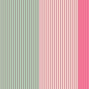 Super wide and narrow stripes, evenly spaced, Pink, yellow, green