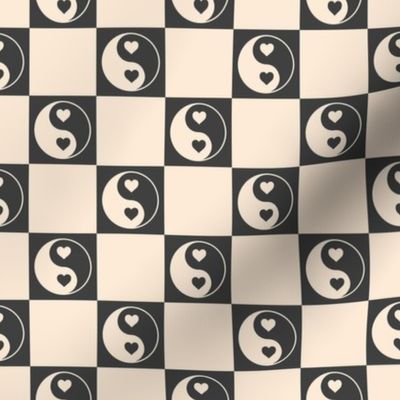 Boho Check, Checkerboard, Black and White, Yin Yang Pattern