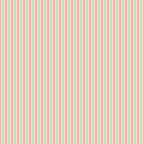 Super narrow stripes, evenly spaced, pink and light green stripes on a light yellow background