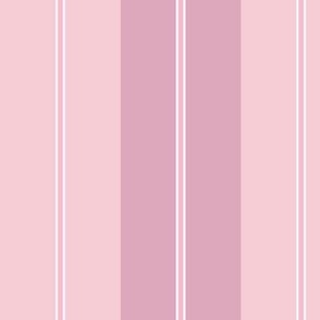 Wide and narrow stripes, evenly spaced, Pink and white stripes on a dark pink background