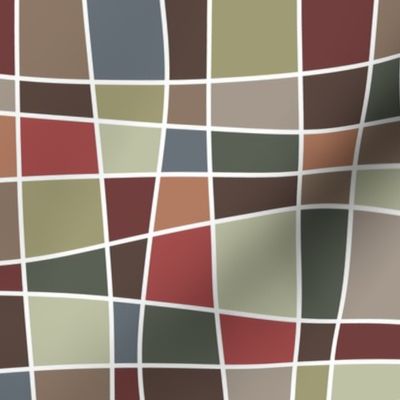 twisted mosaic - earthy abstract curves  - autumn colors