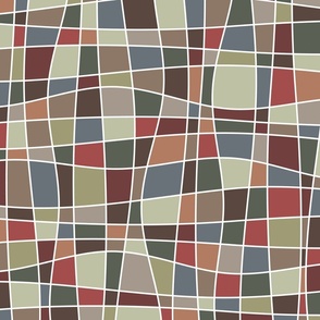 twisted mosaic - earthy abstract curves  - autumn colors