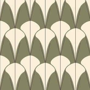 Olive and Cream Art Deco Fans