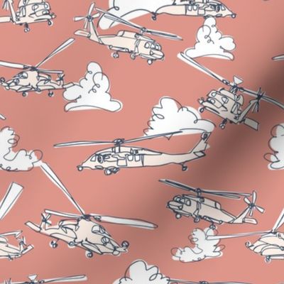 MH60 Helicopter in Coral and Pink-01
