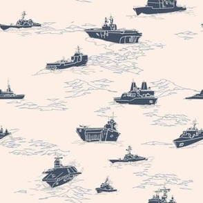 Ships in Blue and Off White-01