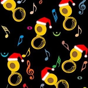 6x7Christmas Tuba Color Notes Black