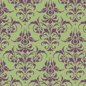 Iris and Celadon Damask  