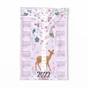 light purple 2022 ♥ flower tree calendar ♥ tea towel design