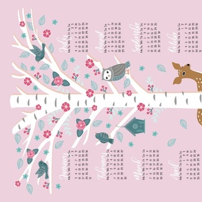 blush pink 2022 ♥ flower tree calendar ♥ tea towel design