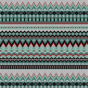 nordic fairisle aqua/teal/red