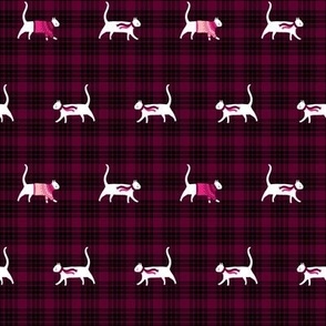 cozy cats on wine plaid (large)