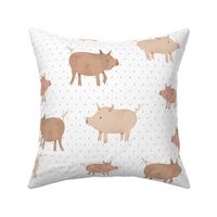 Pig Cuties - Medium - Dotted White Background