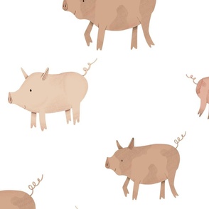 Pig Cuties - Large - Plain White Background