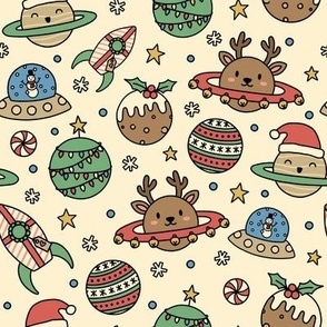 Christmas in Outer Space on Beige