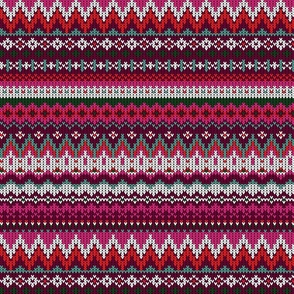 nordic fairisle burgundy/fuchsia/teal