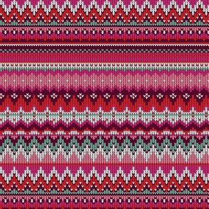 nordic fairisle in red/pink/aqua