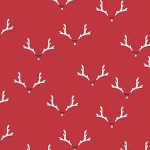 one inch // christmas reindeer antlers on red