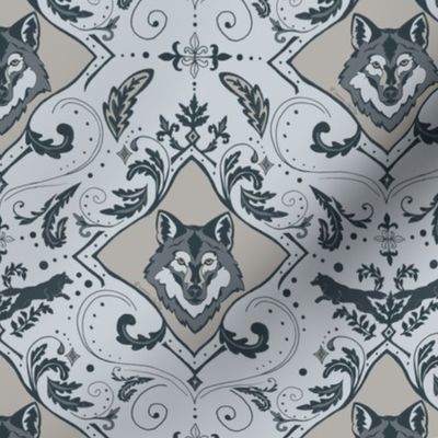 Grey Wolf Damask