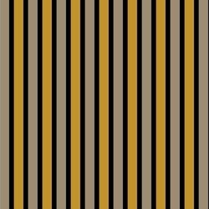 Petal Calm Joy Stripes (#8) - Narrow Ribbons of Black with Mustard and S.F. Mushroom