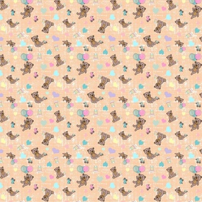 Baby Bears on Pastel Peach Textured Background
