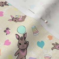 Baby Bunnies on Pastel  Textured Background