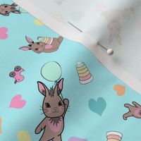 Baby Bunnies on Pastel Blue