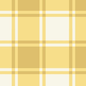 Soft Yellow Gingham with Cream Background Checks Country Folksy -Large Scale
