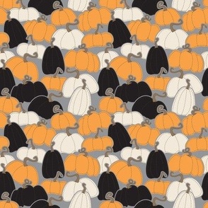 Patchy Pumpkins Half Size (Orange Black White on Gray)