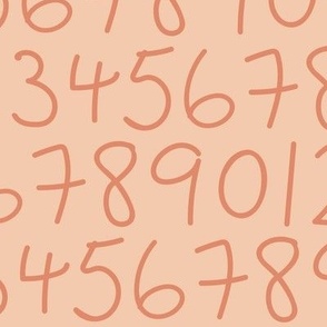 346 - Scrambled hand drawn numbers in blush and peach - 100 Pattern project: large scale for quilting, patchwork, soft furnishings, kids apparel and home decor.