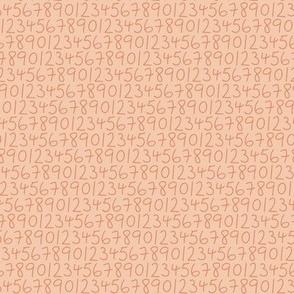 346 - Scrambled hand drawn numbers in blush and peach - 100 Pattern project: small scale for quilting, patchwork, kids apparel and home decor.