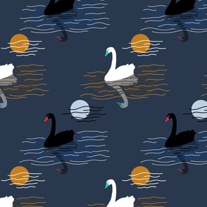 Swan Lake Tranquility - limited palette, medium 
