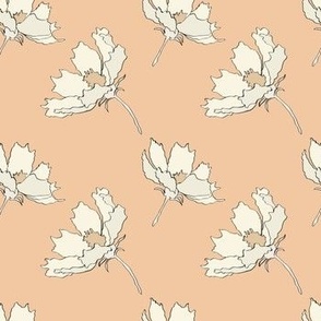 Hand drawn flowers on a beige background