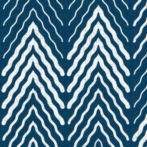 Chevron - abstract winter forest- jumbo navy