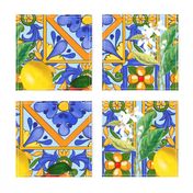 Summer ,Sicilian tiles ,citrus,oranges,majolica,lemons ,Mediterranean 