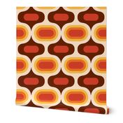 Atomic ogee ovals orange brown mid-century modern